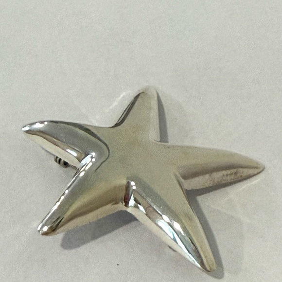 Vintage 925 Sterling Silver Star Starfish Brooch Jewelry Women’s Puffy - Picture 5 of 10